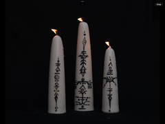 Heka pillar candles on dark background sacred subscription box