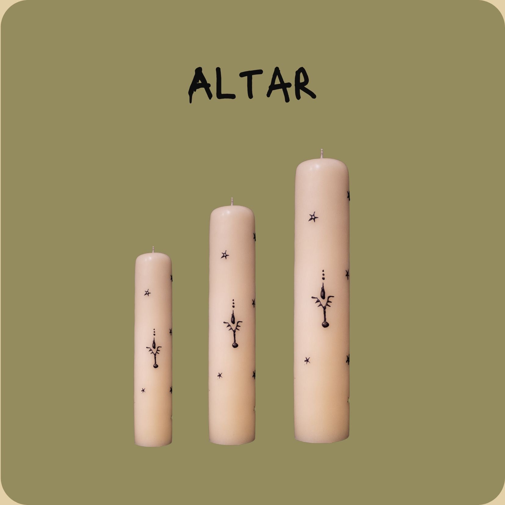 Heka ritual pillar candles with sacred symbols  monthly candle subscription by Pau Malo